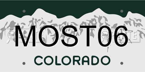 MOST06 Colorado License Plate