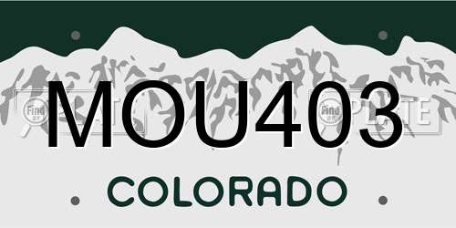 MOU403 Colorado License Plate