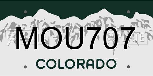 MOU707 Colorado License Plate