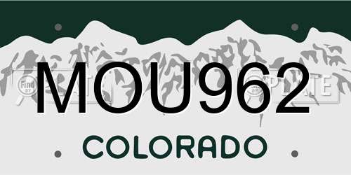 MOU962 Colorado License Plate