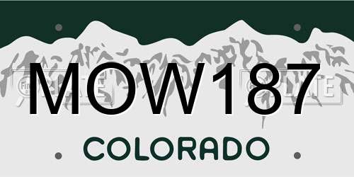 MOW187 Colorado License Plate