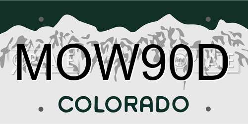 MOW90D Colorado License Plate