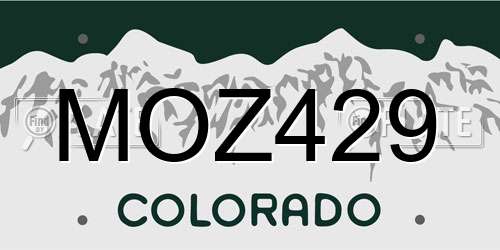 MOZ429 Colorado License Plate