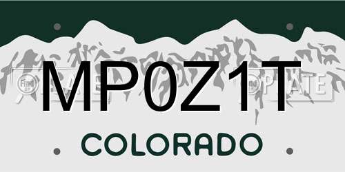 MP0Z1T Colorado License Plate