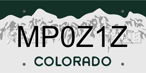 MP0Z1Z Colorado License Plate