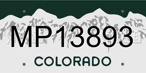 MP13893 Colorado License Plate