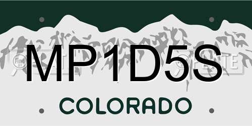 MP1D5S Colorado License Plate