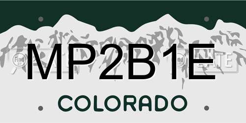 MP2B1E Colorado License Plate