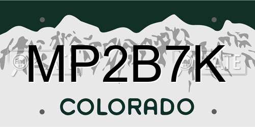 MP2B7K Colorado License Plate