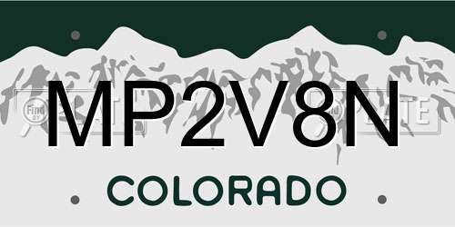 MP2V8N Colorado License Plate