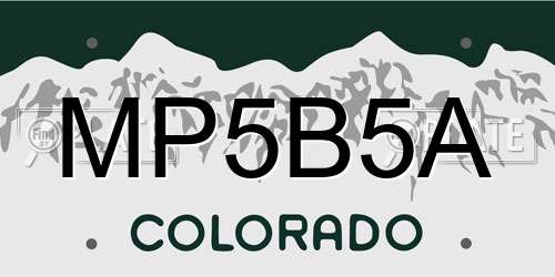 MP5B5A Colorado License Plate