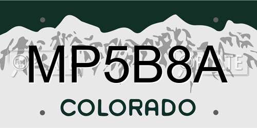 MP5B8A Colorado License Plate