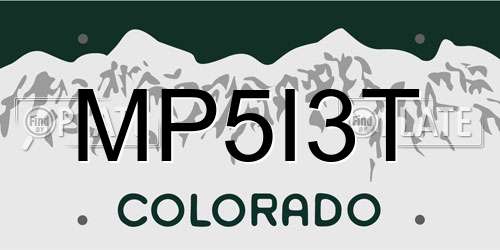 MP5I3T Colorado License Plate