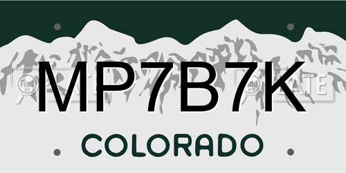 MP7B7K Colorado License Plate