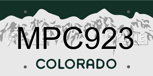 MPC923 Colorado License Plate