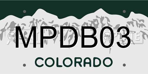 MPDB03 Colorado License Plate