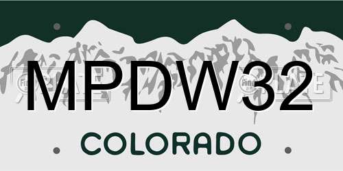 MPDW32 Colorado License Plate