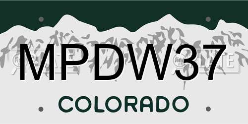 MPDW37 Colorado License Plate