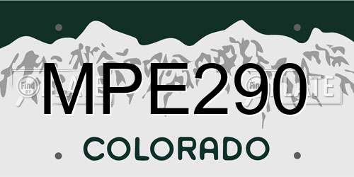 MPE290 Colorado License Plate