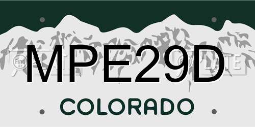 MPE29D Colorado License Plate