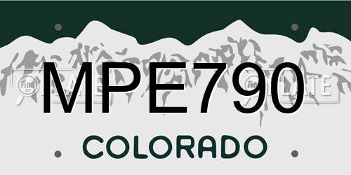MPE790 Colorado License Plate