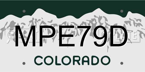 MPE79D Colorado License Plate