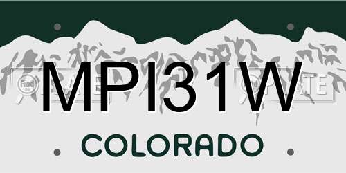 MPI31W Colorado License Plate