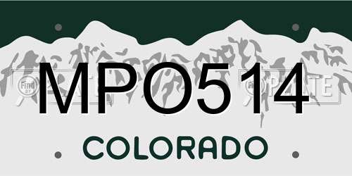 MPO514 Colorado License Plate