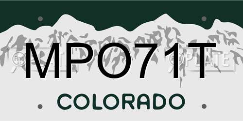MPO71T Colorado License Plate