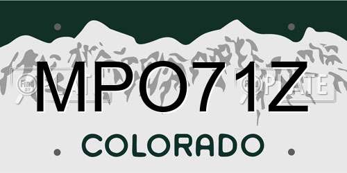 MPO71Z Colorado License Plate