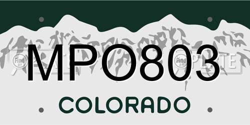 MPO803 Colorado License Plate