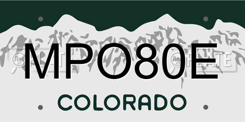 MPO80E Colorado License Plate