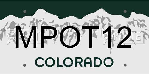 MPOT12 Colorado License Plate