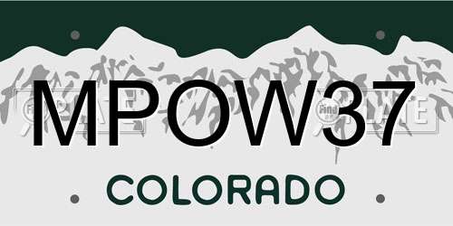 MPOW37 Colorado License Plate