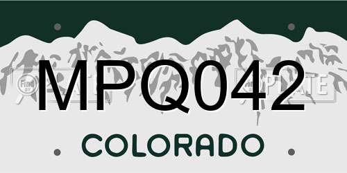 MPQ042 Colorado License Plate