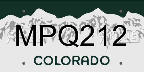 MPQ212 Colorado License Plate