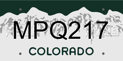 MPQ217 Colorado License Plate