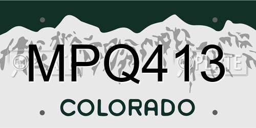 MPQ413 Colorado License Plate