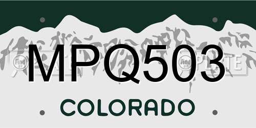 MPQ503 Colorado License Plate