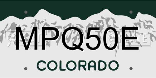 MPQ50E Colorado License Plate