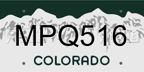 MPQ516 Colorado License Plate