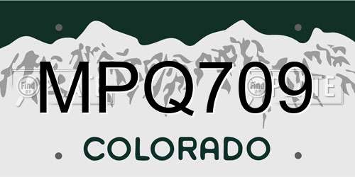 MPQ709 Colorado License Plate