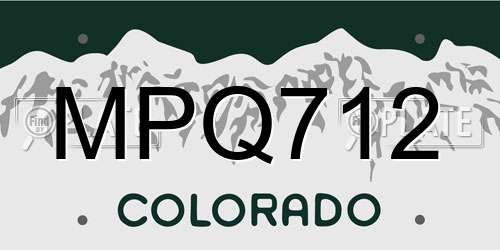 MPQ712 Colorado License Plate