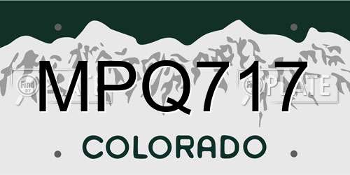 MPQ717 Colorado License Plate