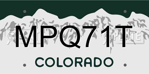 MPQ71T Colorado License Plate