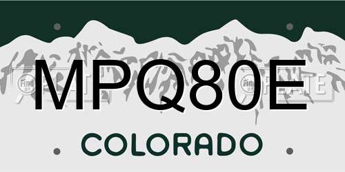 MPQ80E Colorado License Plate