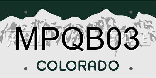 MPQB03 Colorado License Plate