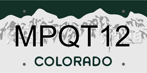 MPQT12 Colorado License Plate