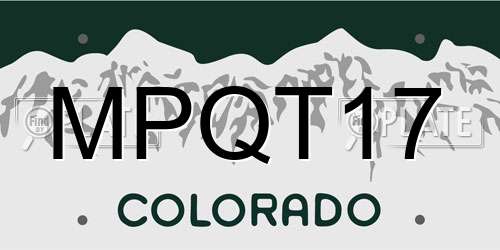 MPQT17 Colorado License Plate