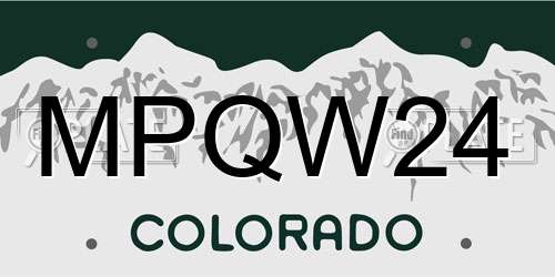 MPQW24 Colorado License Plate